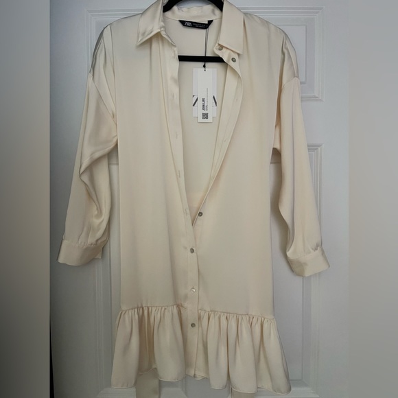 ZARA Satin Ruffle Dress - Picture 4 of 6